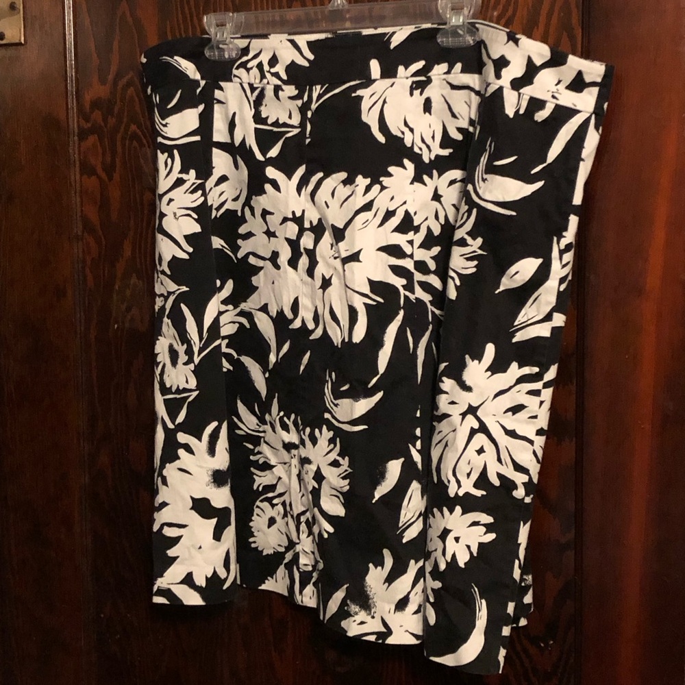Lane Bryant Black and White Floral Midi Skirt
